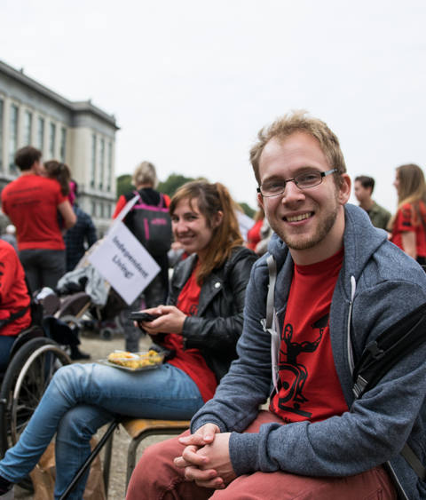 2 people smiling at the camera during the Freedom Drive march