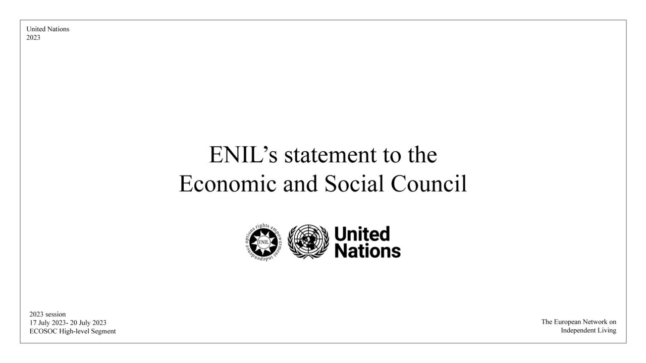 ENIL's statement to the Economic and Social Council. ENIL and United Nations