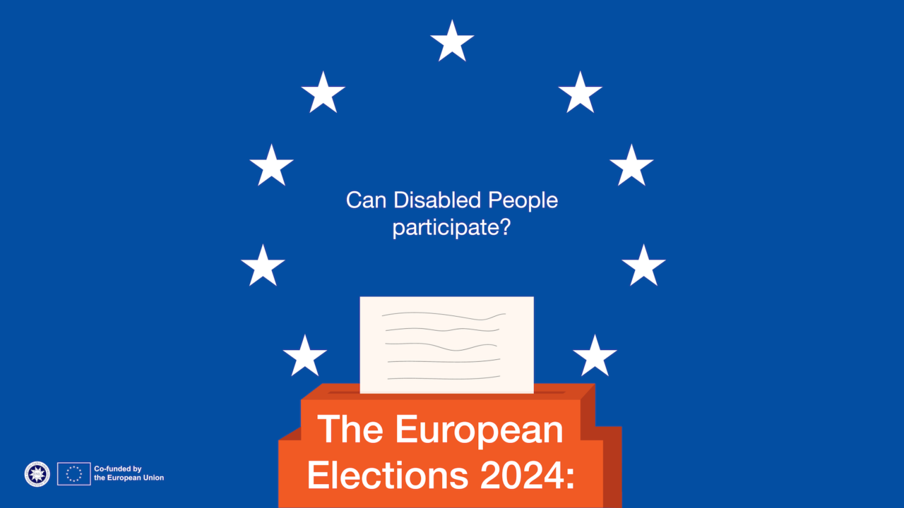 Can Disabled People Participate in the European Elections 2024 ? Stars surrounding text and paper in a Illustration of a paper in a ballot box..