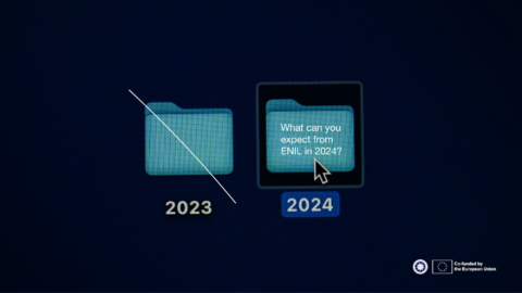illustration of a folder entitled '2023' which is crossed out and a folder entitled '2024' is about to be opened.
