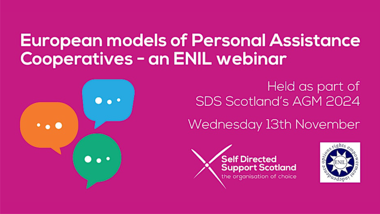 European models of personal assistance cooperatives – an ENIL webina. Wednesday 13th November