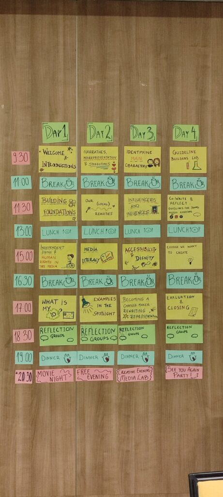 Board of stickers from the activities of the event