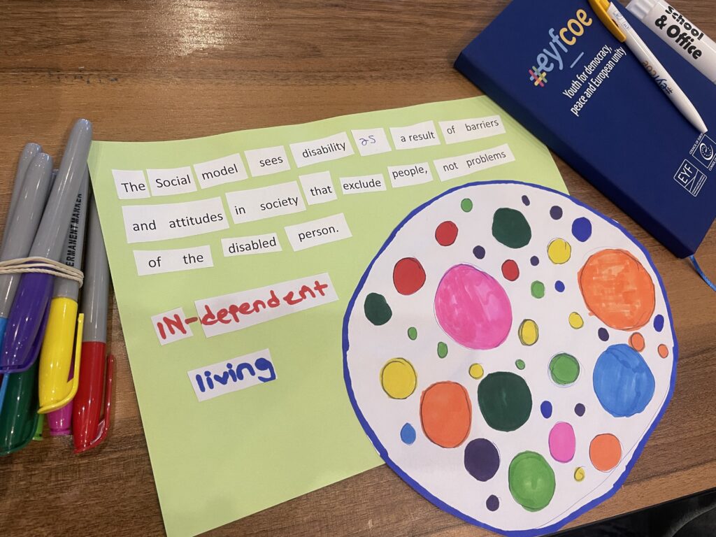 Board of stickers from the activities of the event