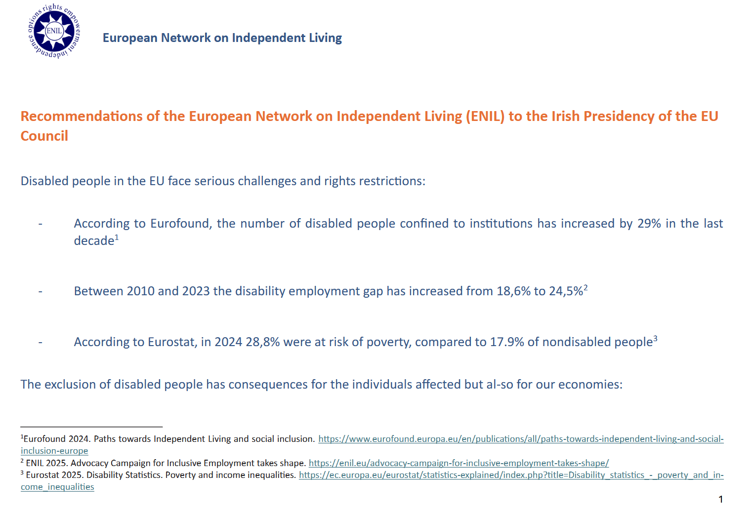 ENIL Recommendations to the Irish Council Presidency