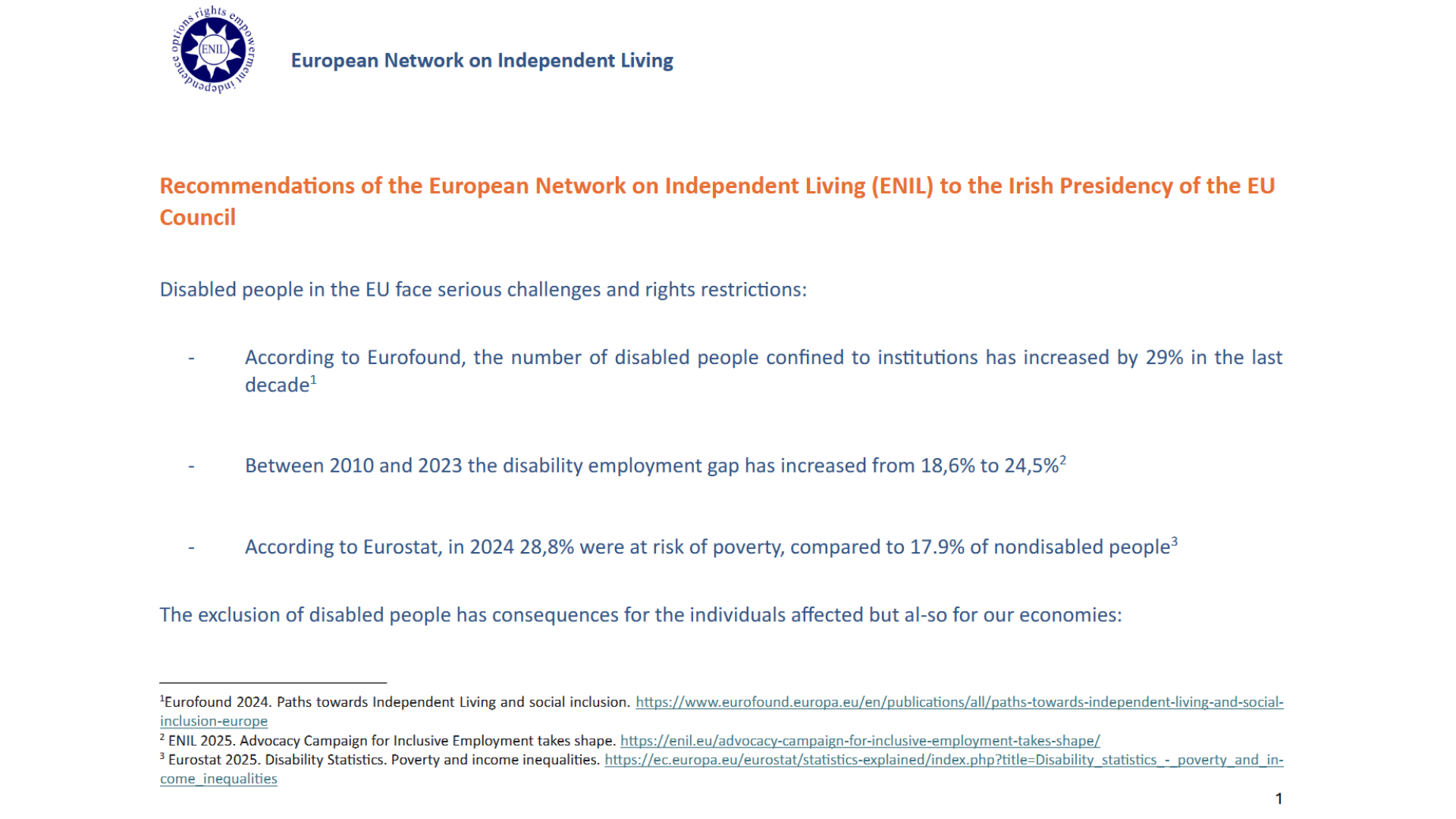 ENIL Recommendations to the Irish Council Presidency