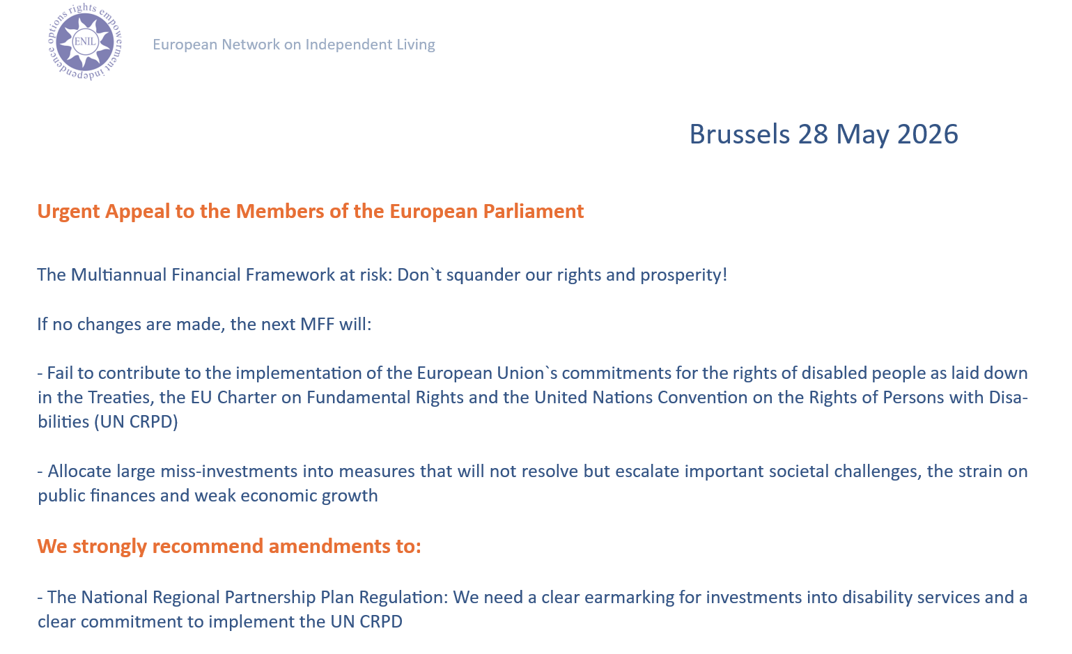 Urgent Appeal to the Members of the European Parliament