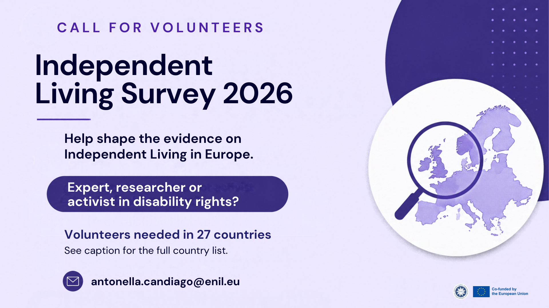 Call for Volunteers – Independent Living Survey 2026